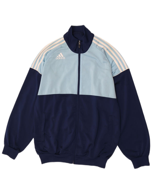 Adidas Mens Tracksuit Top Jacket UK 42/44 Large Navy Blue Colourblock