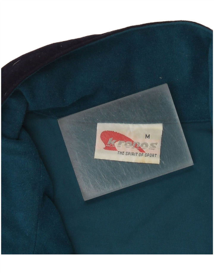 Kronos Mens Graphic Velour Tracksuit Top Jacket Medium Blue Colourblock