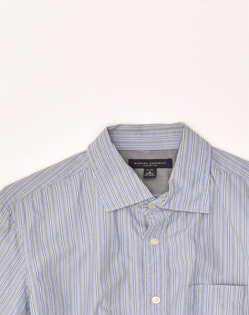 BANANA REPUBLIC Mens Custom Fit Shirt Size 141/2 Small Blue Striped Cotton | Vintage Banana Republic | Thrift | Second-Hand Banana Republic | Used Clothing | Messina Hembry 