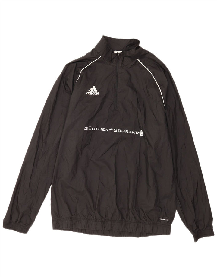 Adidas Mens Clima Proof Graphic Zip Neck Pullover Tracksuit Top Large Black