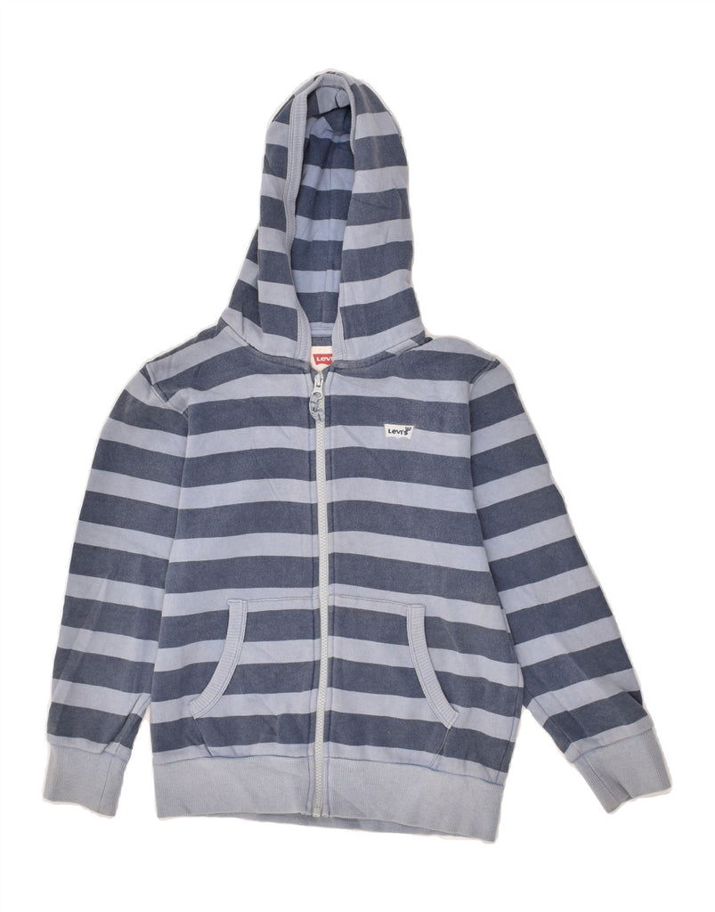 LEVI'S Boys Graphic Zip Hoodie Sweater 10-11 Years Medium Blue Striped | Vintage Levi's | Thrift | Second-Hand Levi's | Used Clothing | Messina Hembry 