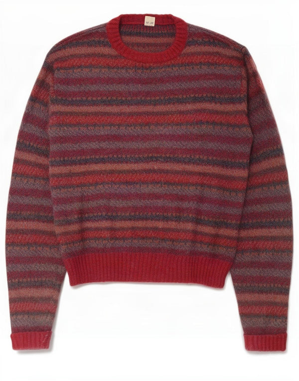 Vintage Mens Loose Fit Crew Neck Jumper Sweater IT 50 Medium Red Geometric