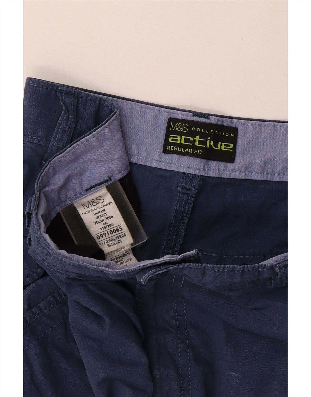 MARKS & SPENCER Mens Regular Fit Cargo Shorts W30 Medium Blue Cotton