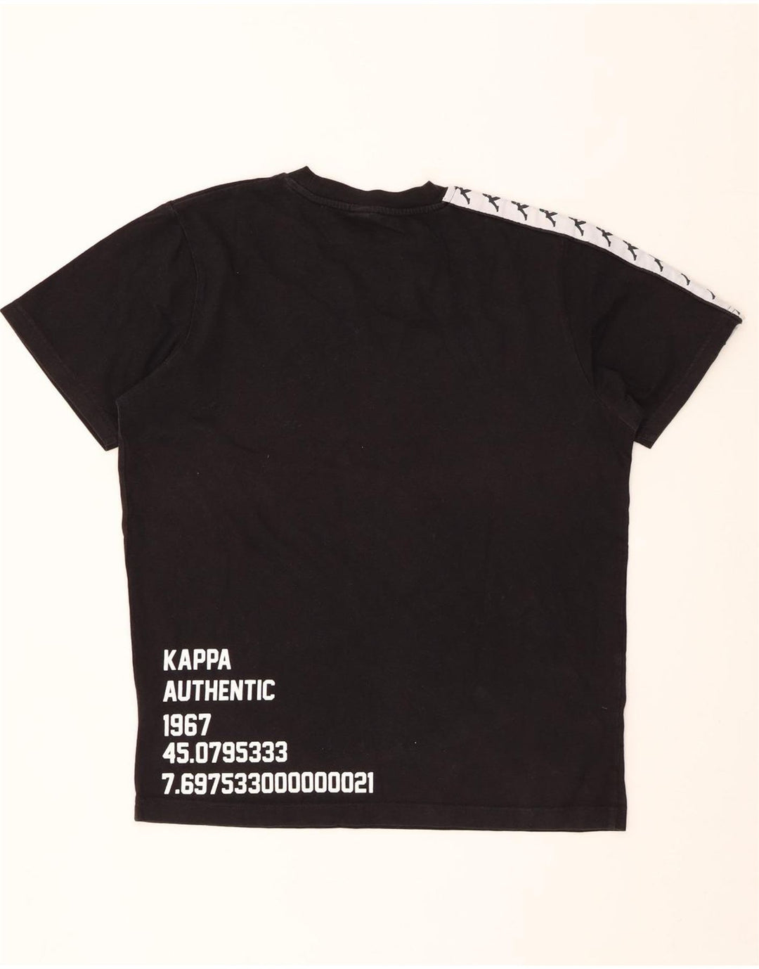 KAPPA Mens Graphic T-Shirt Top Medium Black Colourblock Cotton