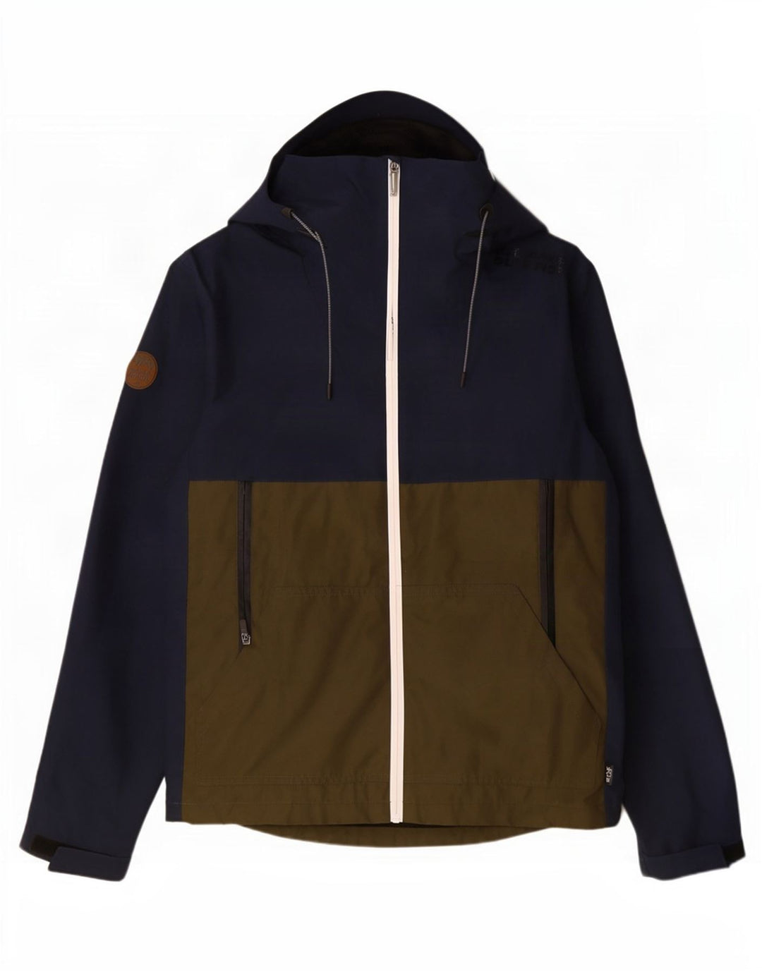Superdry Mens Hooded Rain Jacket UK 34 XS Navy Blue Colourblock Polyester