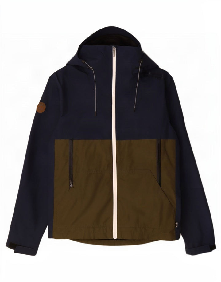 Superdry Mens Hooded Rain Jacket UK 34 XS Navy Blue Colourblock Polyester