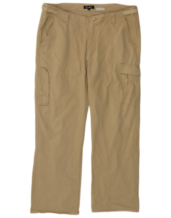 MC Joy Mens Straight Cargo Trousers IT 54 2XL W40 L29 Beige Cotton