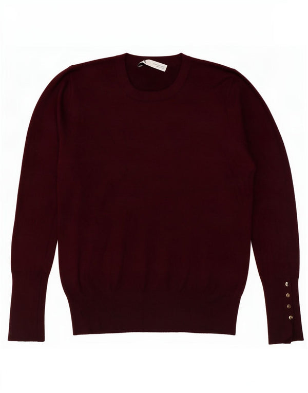 Zara Womens Crew Neck Jumper Sweater UK 12 Medium Burgundy Viscose
