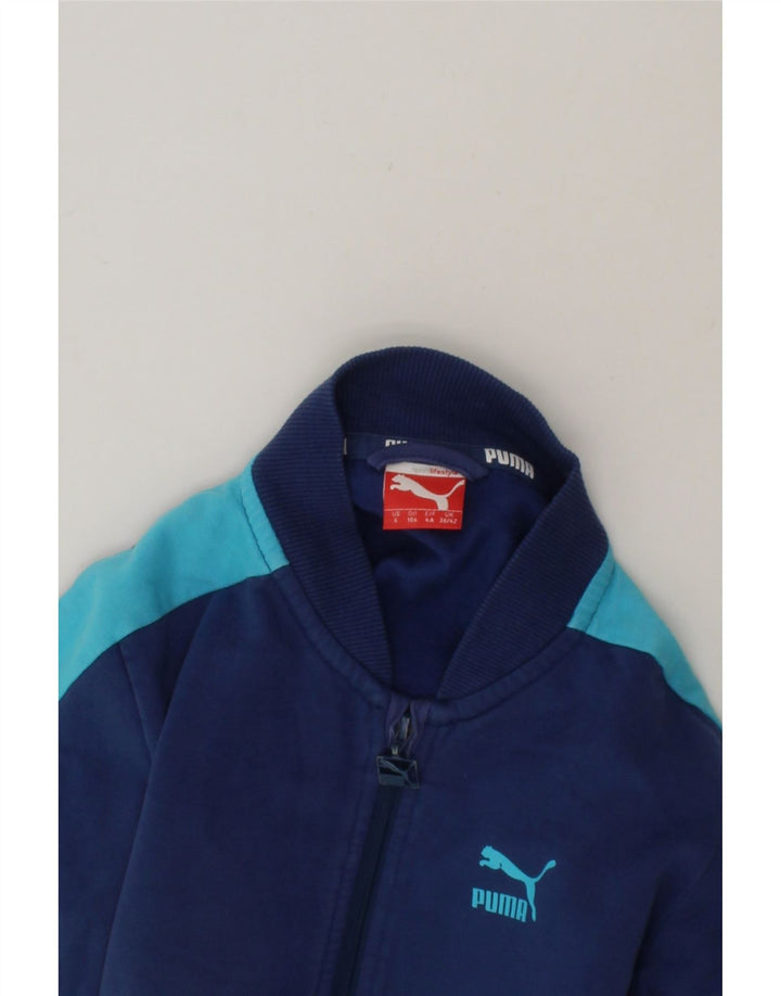 PUMA Boys Tracksuit Top Jacket 3-4 Years Navy Blue Colourblock Cotton Vintage Puma and Second-Hand Puma from Messina Hembry 