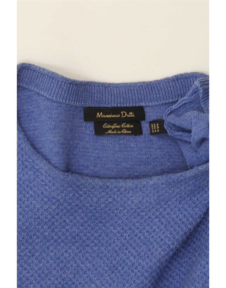 Massimo Dutti Mens Crew Neck Jumper Sweater Medium Blue