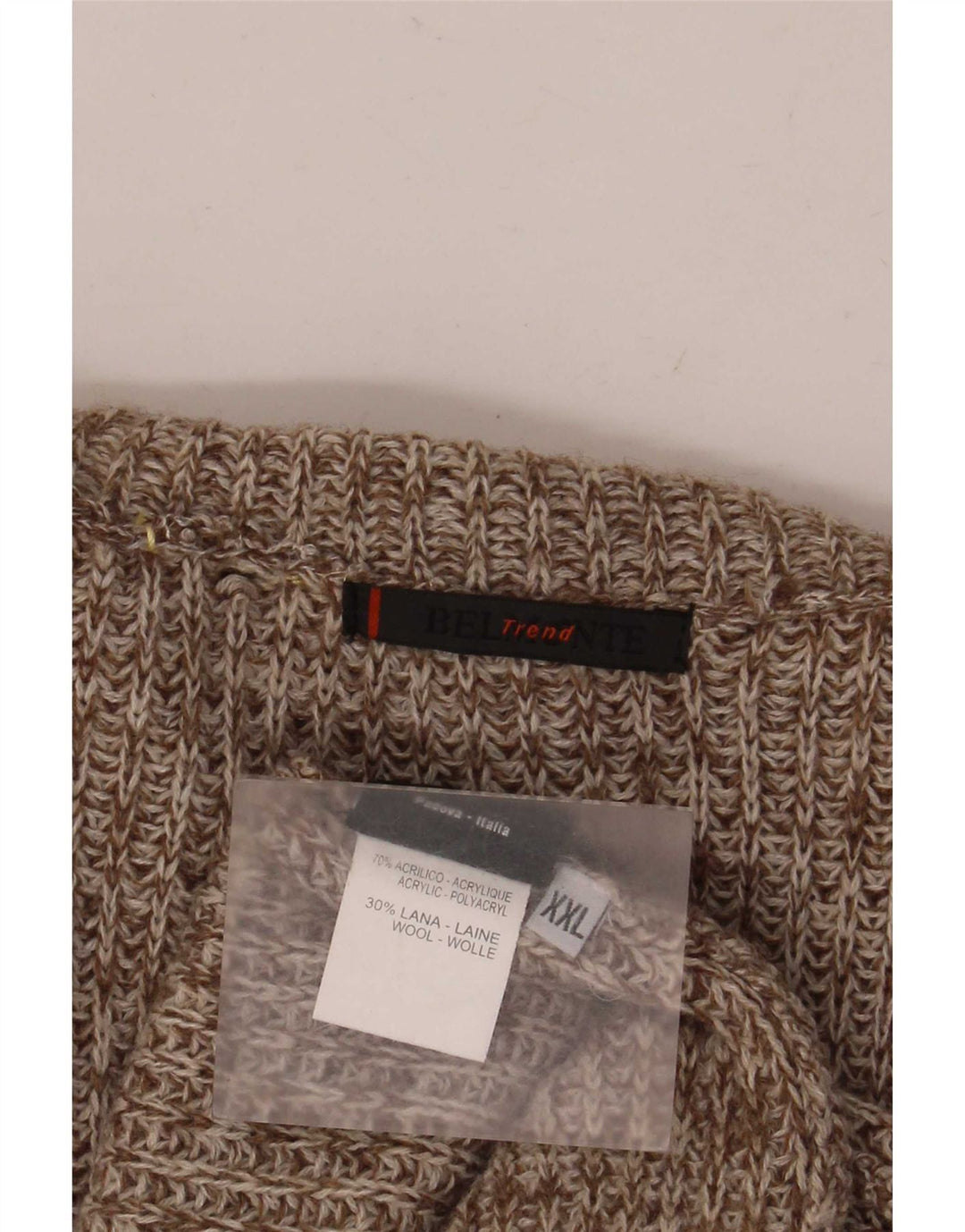 Belmonte Mens Cardigan Sweater 2XL Brown Flecked Acrylic
