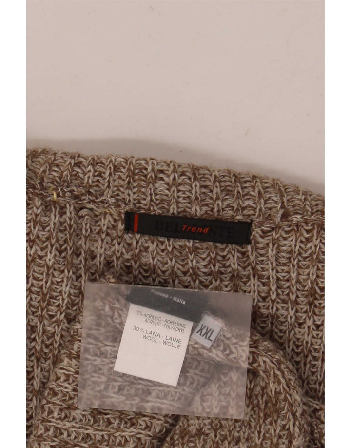 Belmonte Mens Cardigan Sweater 2XL Brown Flecked Acrylic