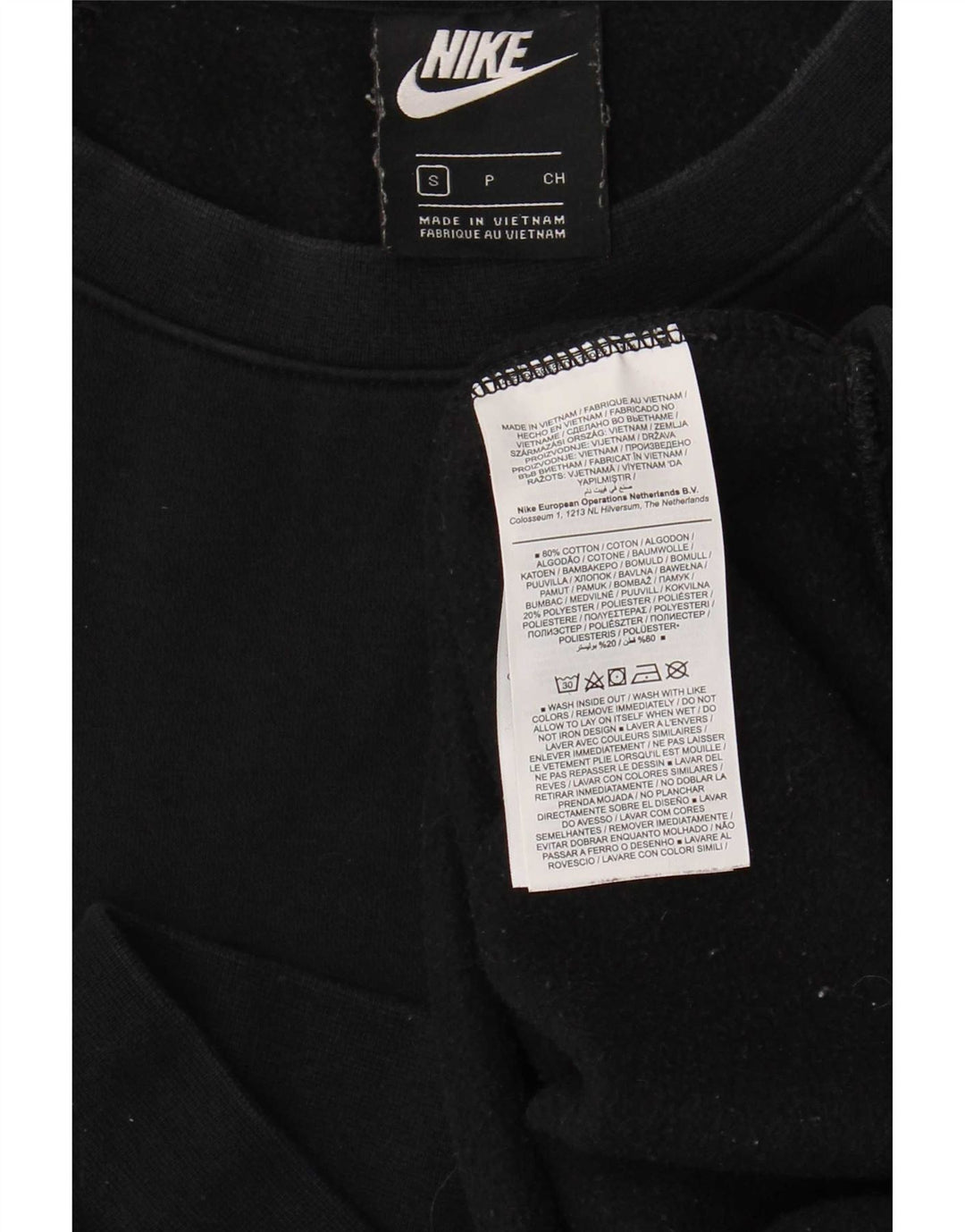 Nike Mens Graphic Sweatshirt Jumper Small Black Cotton