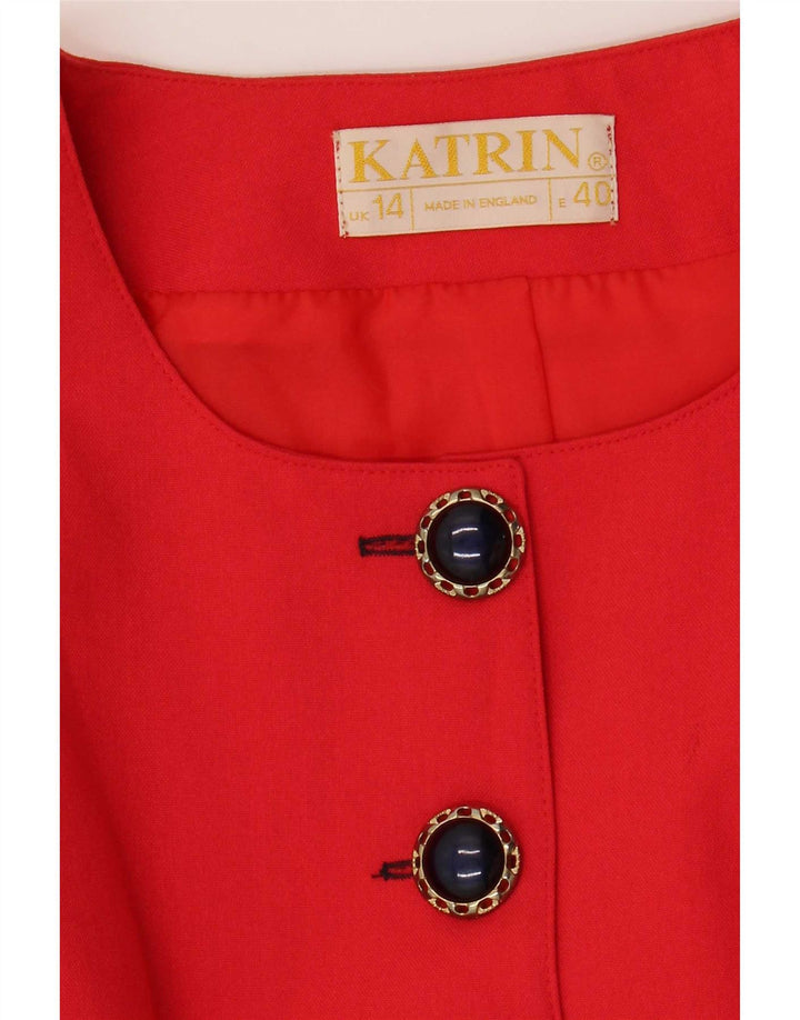 Katrin Womens 8 Button Blazer Jacket UK 14 Medium Red