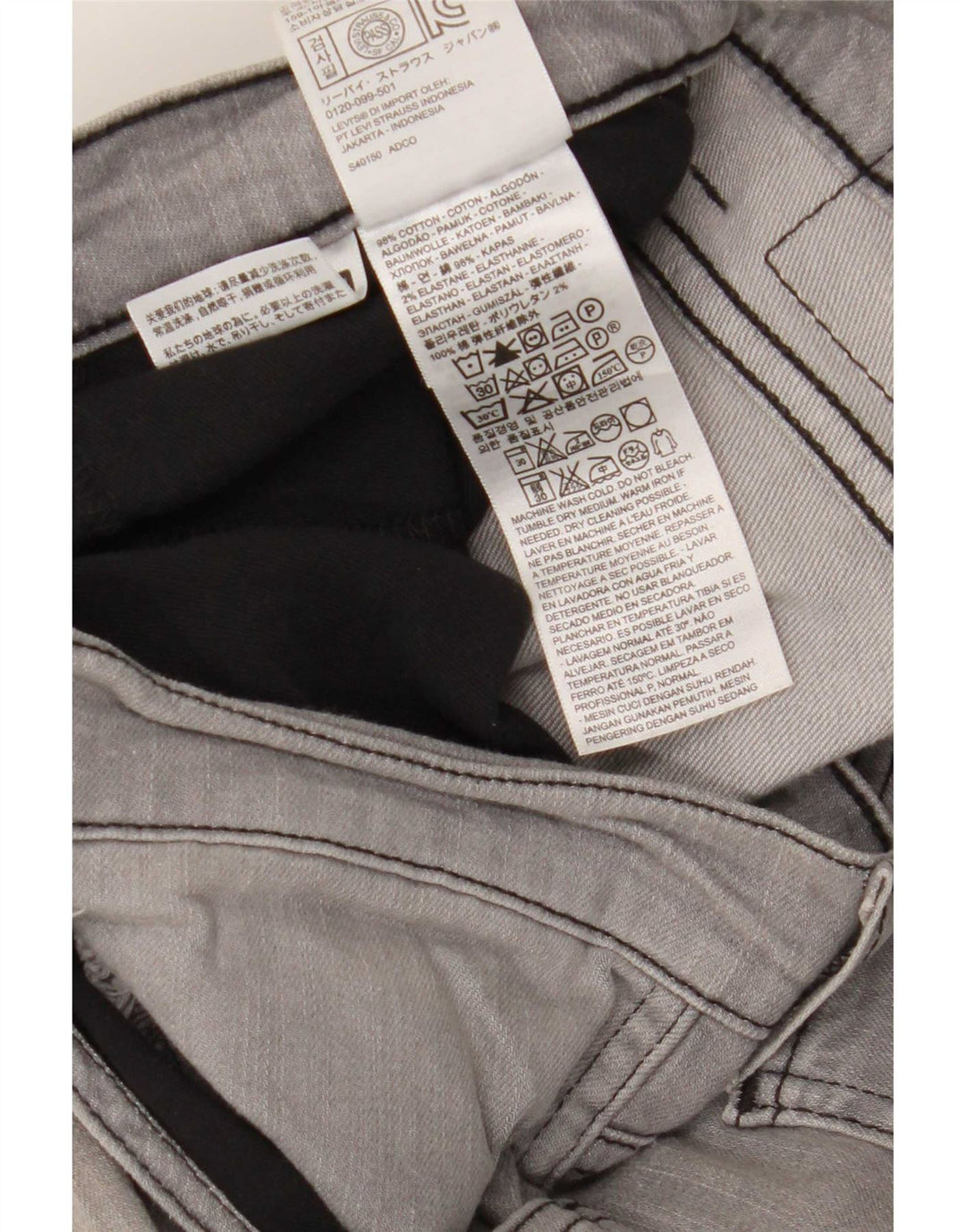 Levi's Mens 511 Tapered Slim Jeans W34 L32 Grey Cotton