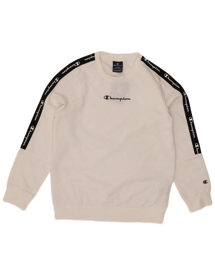 Champion Boys Graphic Sweatshirt Jumper 11-12 Years Large White Colourblock
