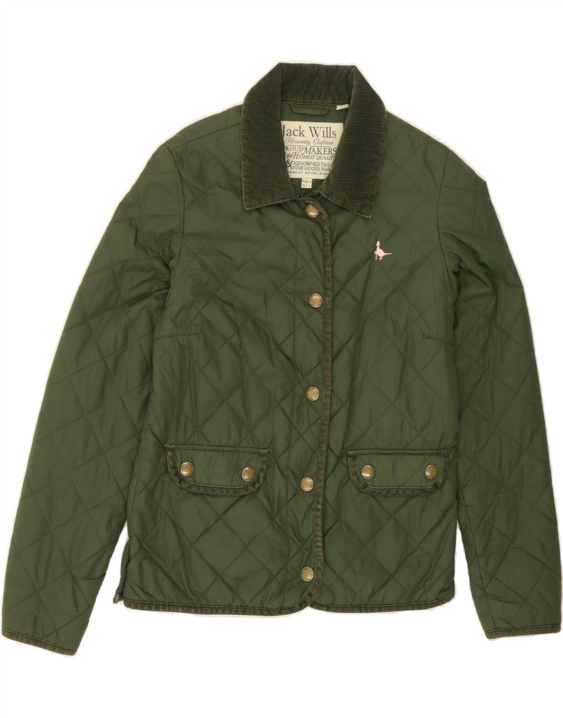 JACK WILLS Womens Quilted Jacket UK 10 Small Khaki Nylon Vintage Jack Wills and Second-Hand Jack Wills from Messina Hembry 
