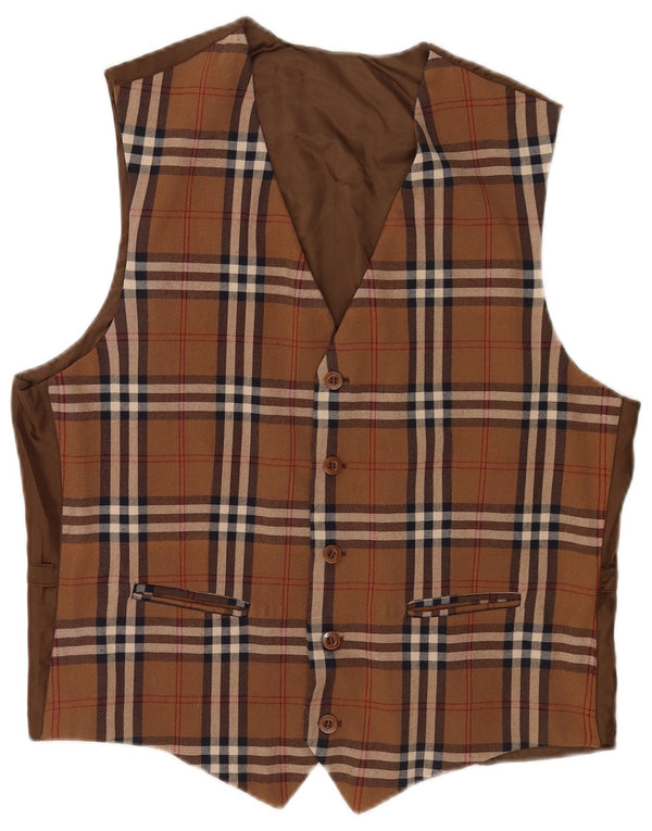 Vintage Mens Waistcoat Medium Brown Check