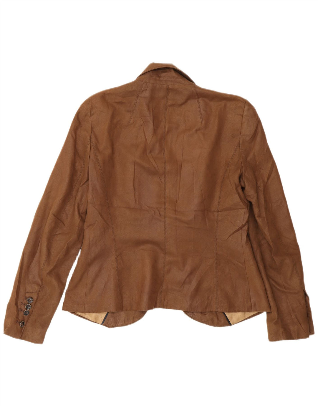 Zara Womens 1 Button Blazer Jacket UK 14 Large Brown Polyester