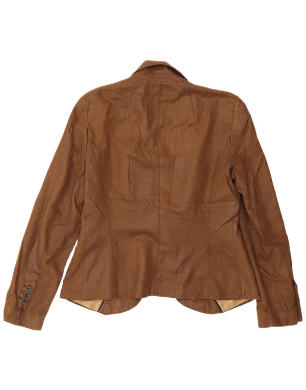 Zara Womens 1 Button Blazer Jacket UK 14 Large Brown Polyester