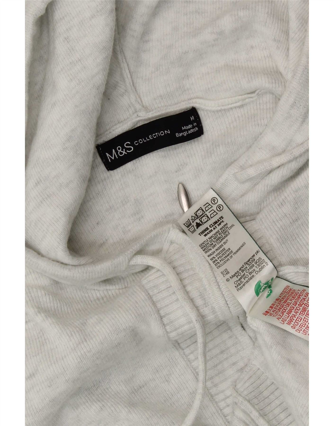 Marks & Spencer Womens Hooded Cardigan Sweater UK 14 Medium Grey Flecked