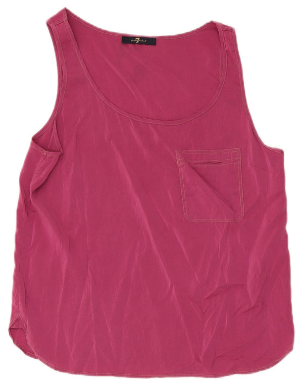 7 For All Mankind Womens Sleeveless Blouse Top UK 14 Large Pink Silk
