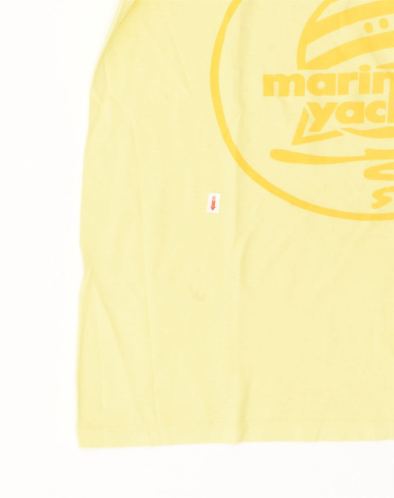 MARINA YACHTING Womens Graphic T-Shirt Top UK 16 Large Yellow Cotton | Vintage Marina Yachting | Thrift | Second-Hand Marina Yachting | Used Clothing | Messina Hembry 