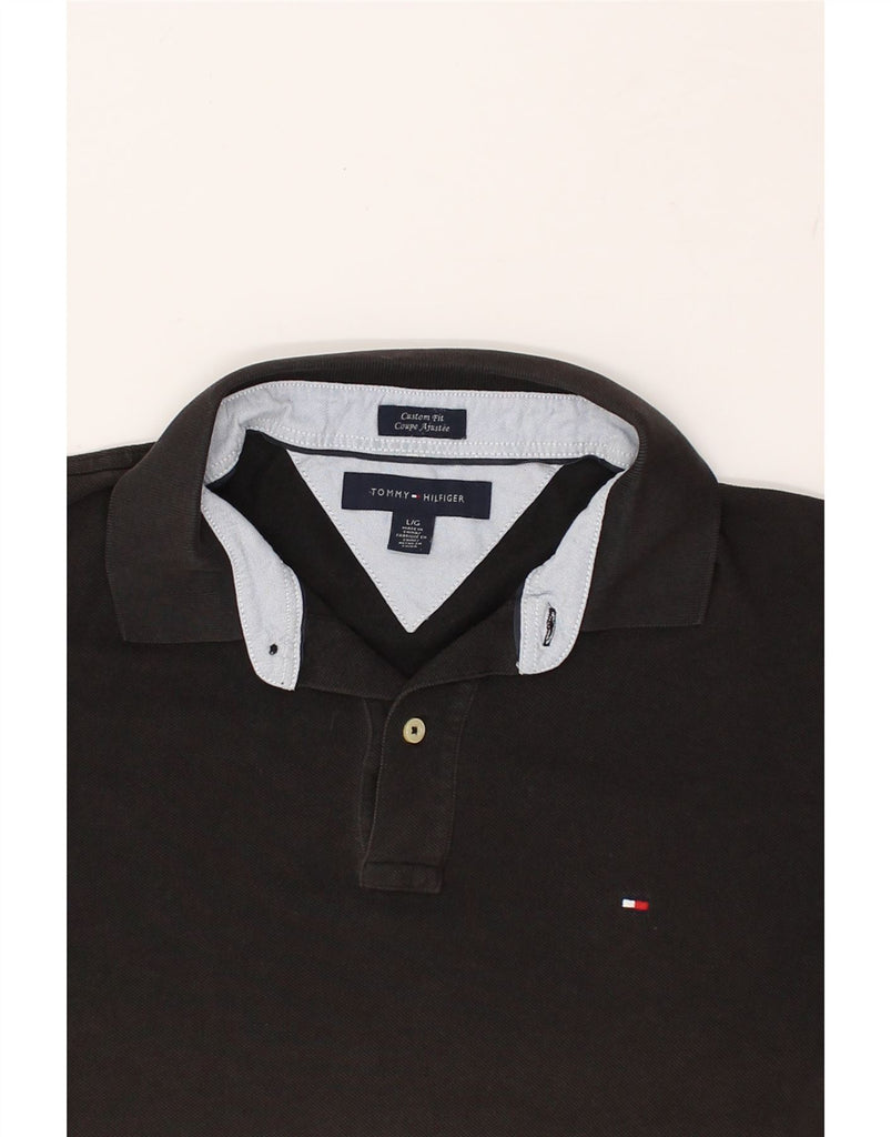 TOMMY HILFIGER Mens Custom Fit Polo Shirt Large Black Cotton | Vintage Tommy Hilfiger | Thrift | Second-Hand Tommy Hilfiger | Used Clothing | Messina Hembry 