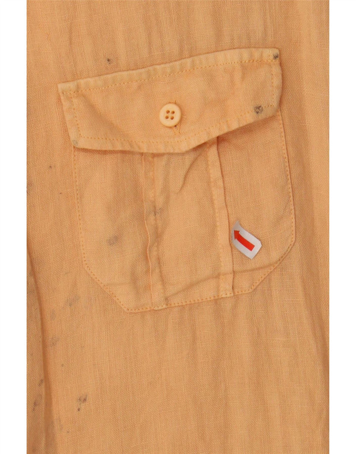 VINTAGE Mens Short Sleeve Shirt 2XL Orange Linen