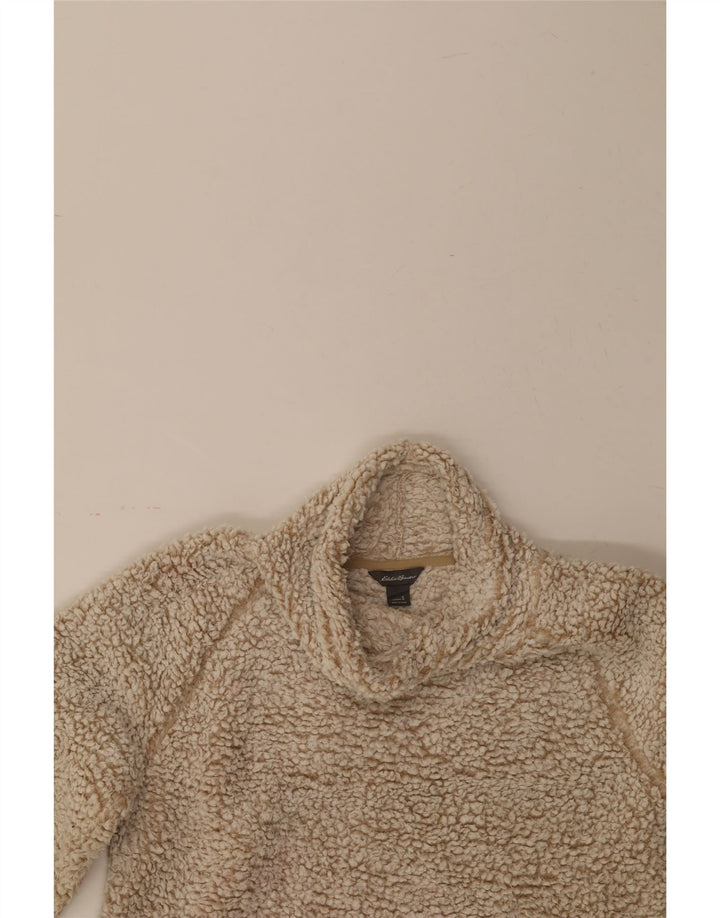 EDDIE BAUER Womens Oversized Fleece Jumper UK 10 Small Beige Polyester Vintage Eddie Bauer and Second-Hand Eddie Bauer from Messina Hembry 