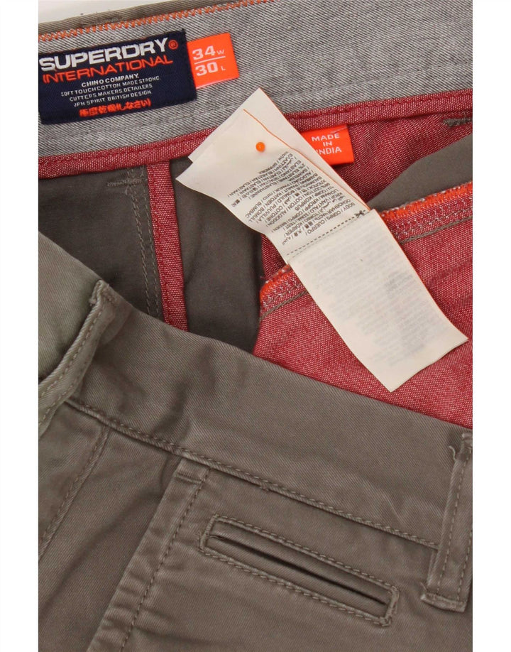 Superdry Mens Slim Cargo Trousers W34 L30 Khaki Cotton