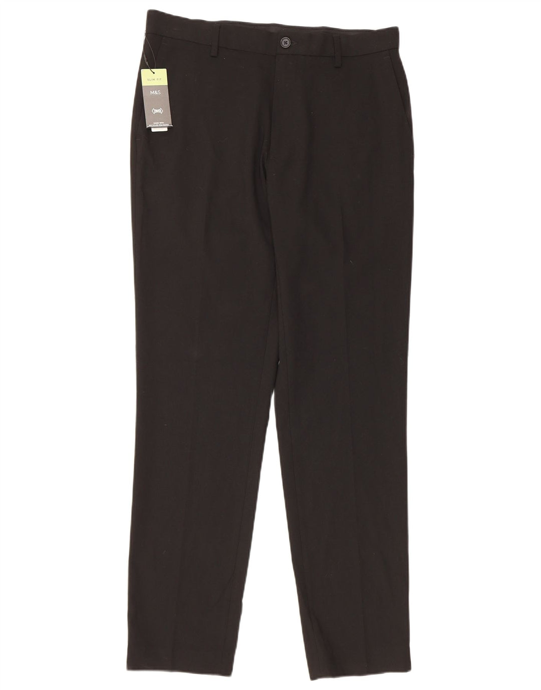 Marks & Spencer Mens Slim Fit Chino Trousers W32 L31 Black Polyester