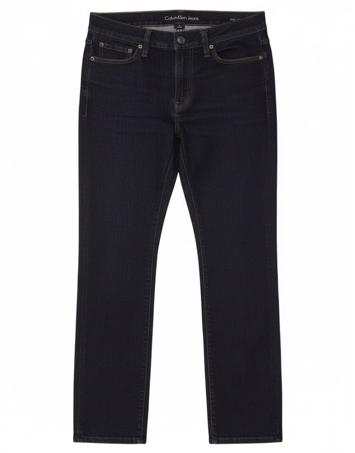Calvin Klein Womens Straight Jeans W32 L27 Navy Blue Cotton