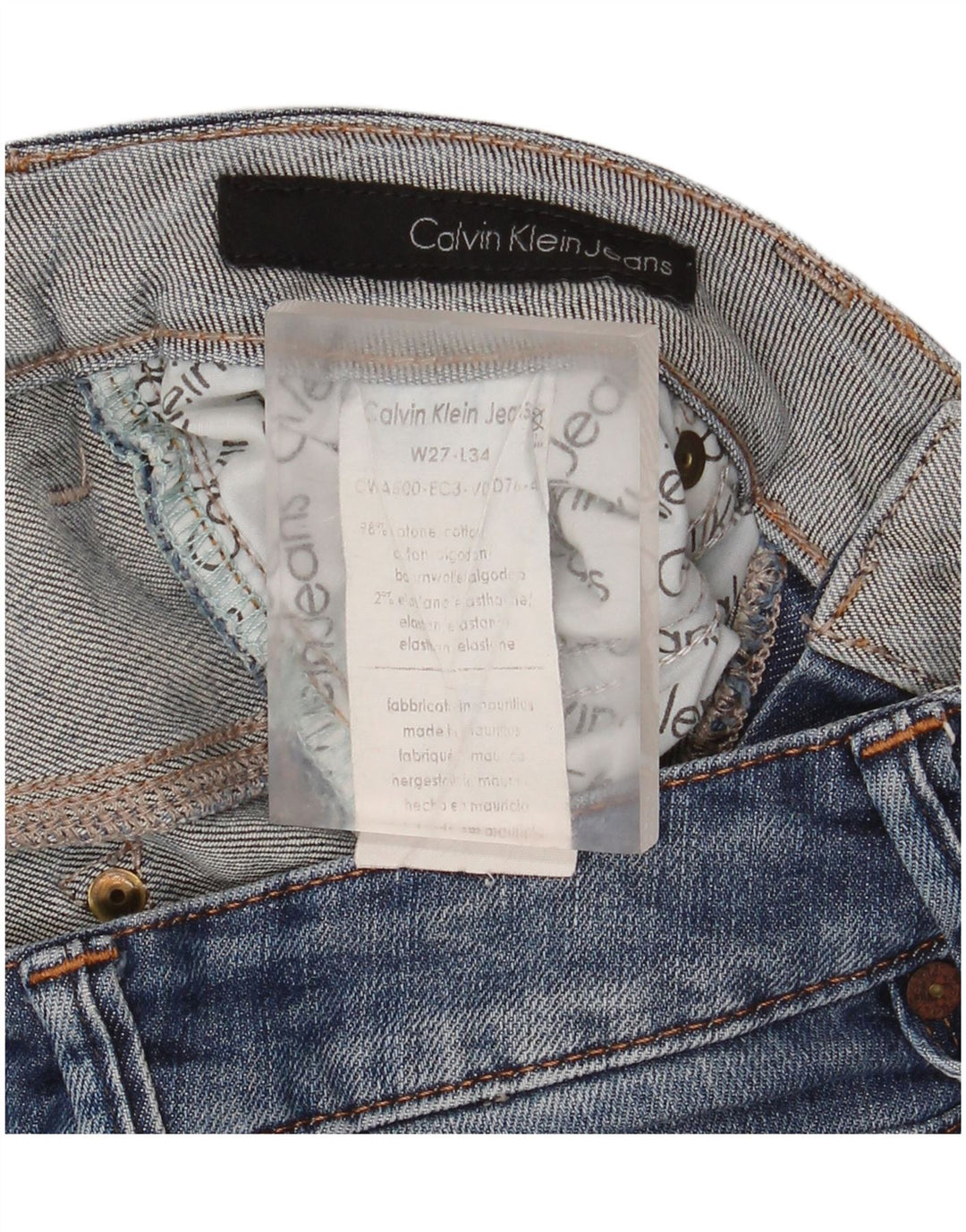 Calvin Klein Womens Slim Jeans W27 L34 Blue Cotton