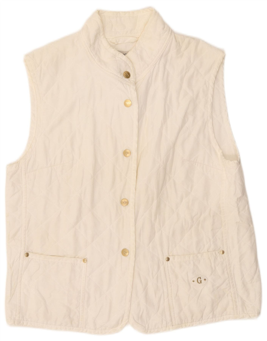 Gio Anna Womens Quilted Gilet IT 44 Medium White Polyester