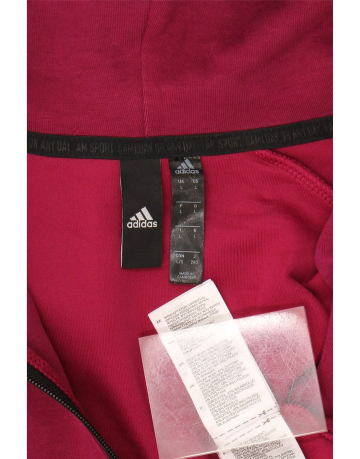 ADIDAS Mens Zip Hoodie Sweater Large Pink Cotton Vintage Adidas and Second-Hand Adidas from Messina Hembry 