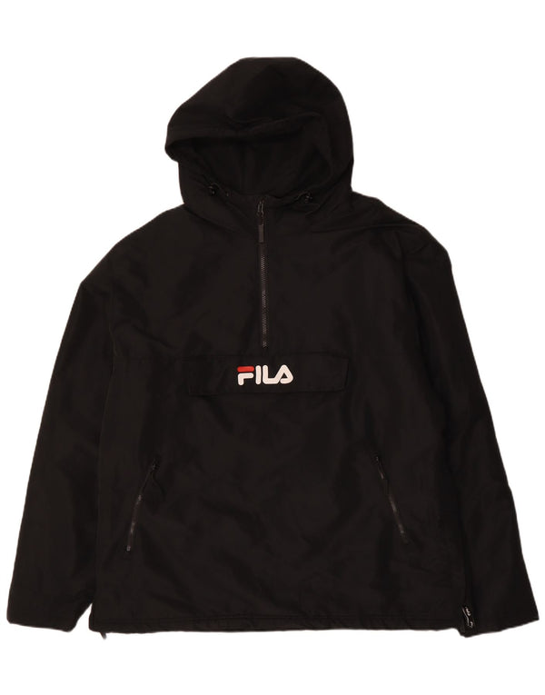 FILA Mens Graphic Hooded Anorak Jacket UK 42 XL Black Polyester