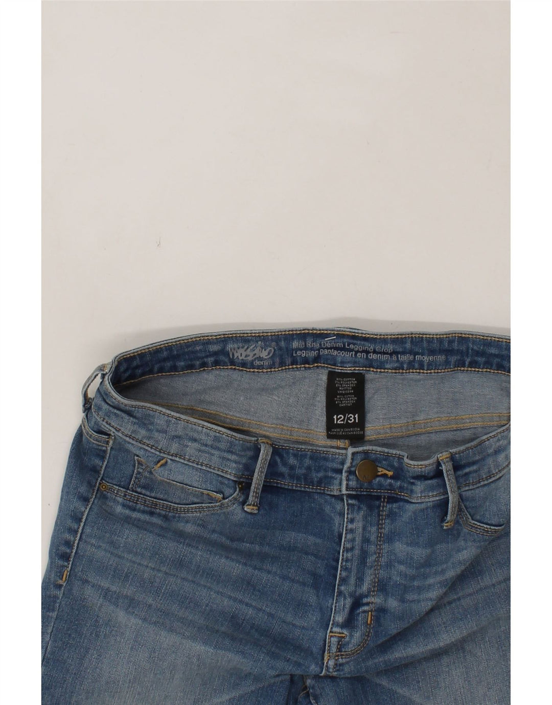 MOSSIMO Womens Mid Rise Jegging Cropped Jeans US 12 Large W31 L25 Blue Vintage Mossimo and Second-Hand Mossimo from Messina Hembry 