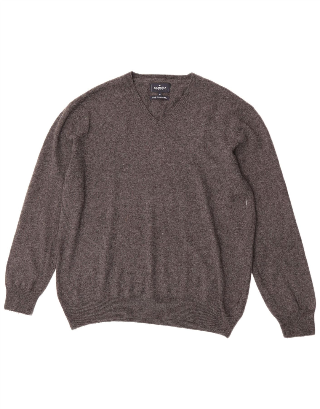 Marks & Spencer Mens Blue Harbour V-Neck Jumper Sweater XL Grey Wool