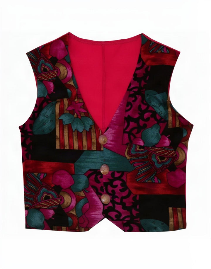 Vintage Womens Waistcoat UK 10 Small Multicoloured Patchwork