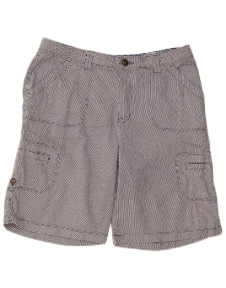 LEE Mens Cargo Shorts W32 Medium Blue Pinstripe