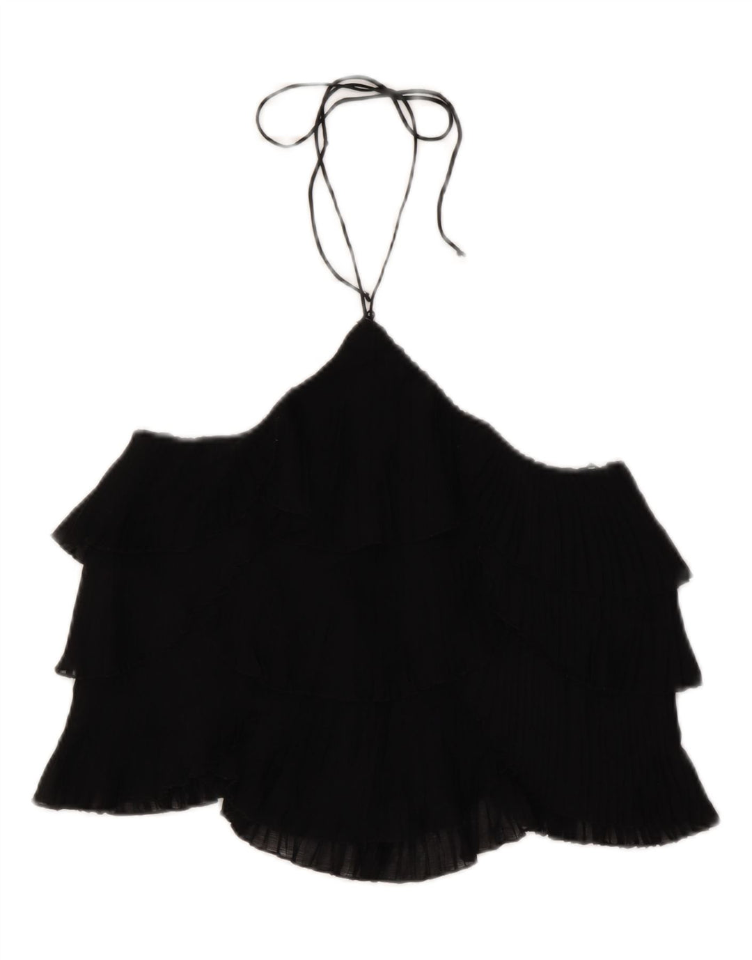 ZARA Womens Crop Halter Top UK 4 XS Black Polyester