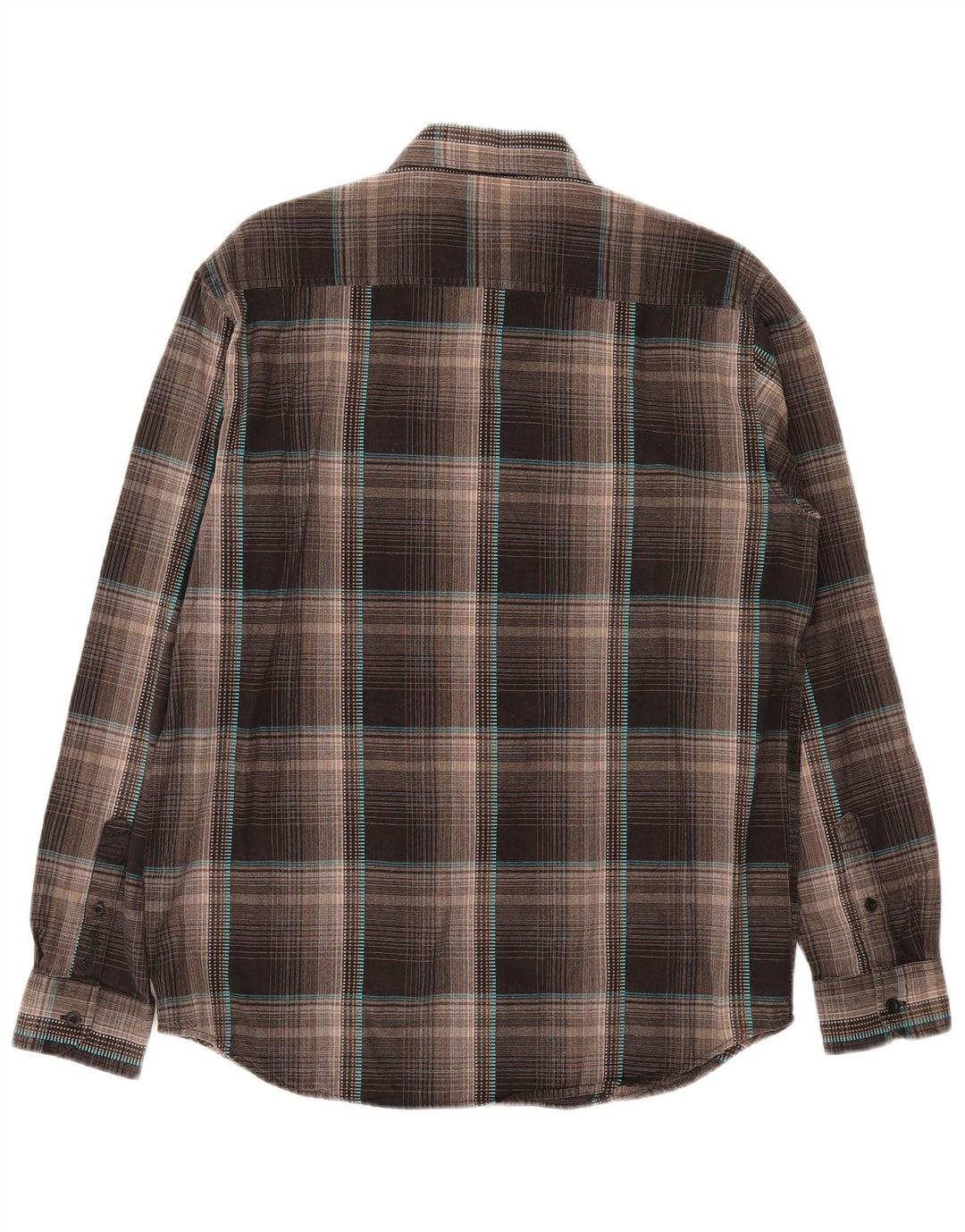 WRANGLER Mens Flannel Shirt Medium Brown Check Cotton