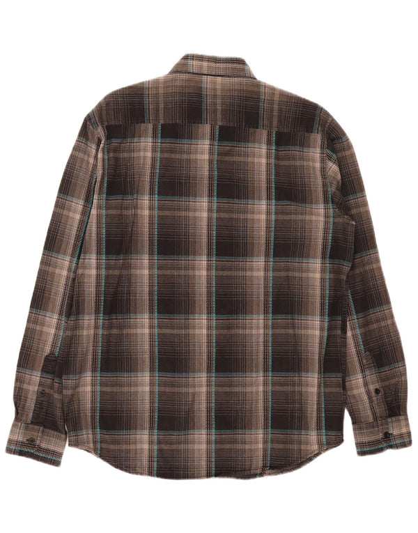 WRANGLER Mens Flannel Shirt Medium Brown Check Cotton