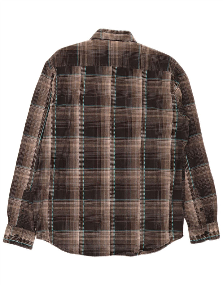 WRANGLER Mens Flannel Shirt Medium Brown Check Cotton
