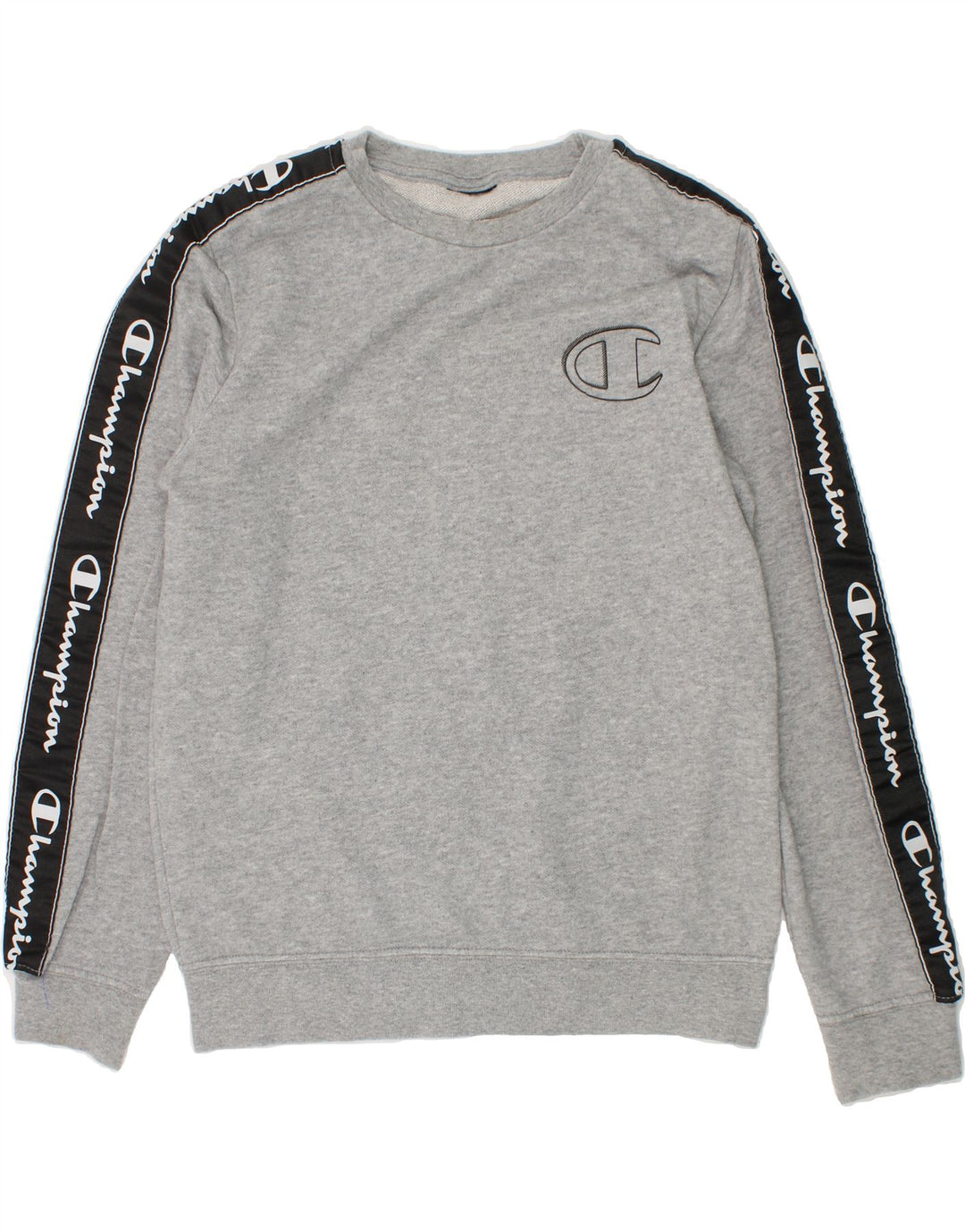CHAMPION Boys Graphic Sweatshirt Jumper 8-9 Years Grey Colourblock Cotton Vintage Champion and Second-Hand Champion from Messina Hembry 