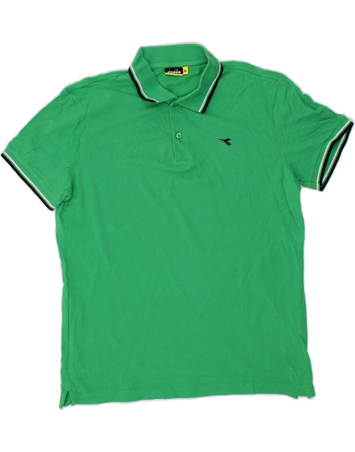 DIADORA Mens Polo Shirt XL Green Cotton Vintage Diadora and Second-Hand Diadora from Messina Hembry 