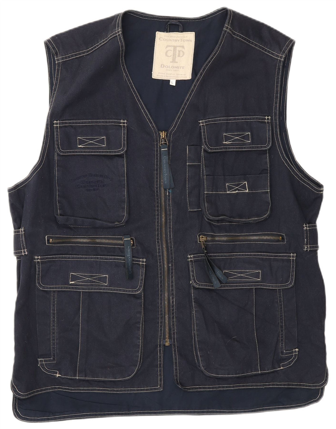 Dolomite Mens Utility Gilet UK 40 Large Navy Blue Cotton