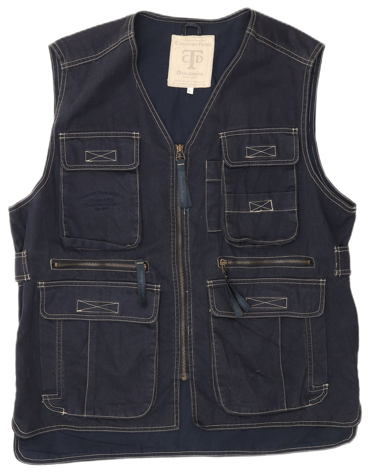 Dolomite Mens Utility Gilet UK 40 Large Navy Blue Cotton