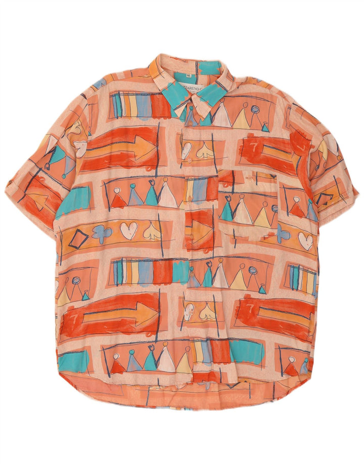NAZZARENO G. Mens Short Sleeve Shirt XL Multicoloured Geometric